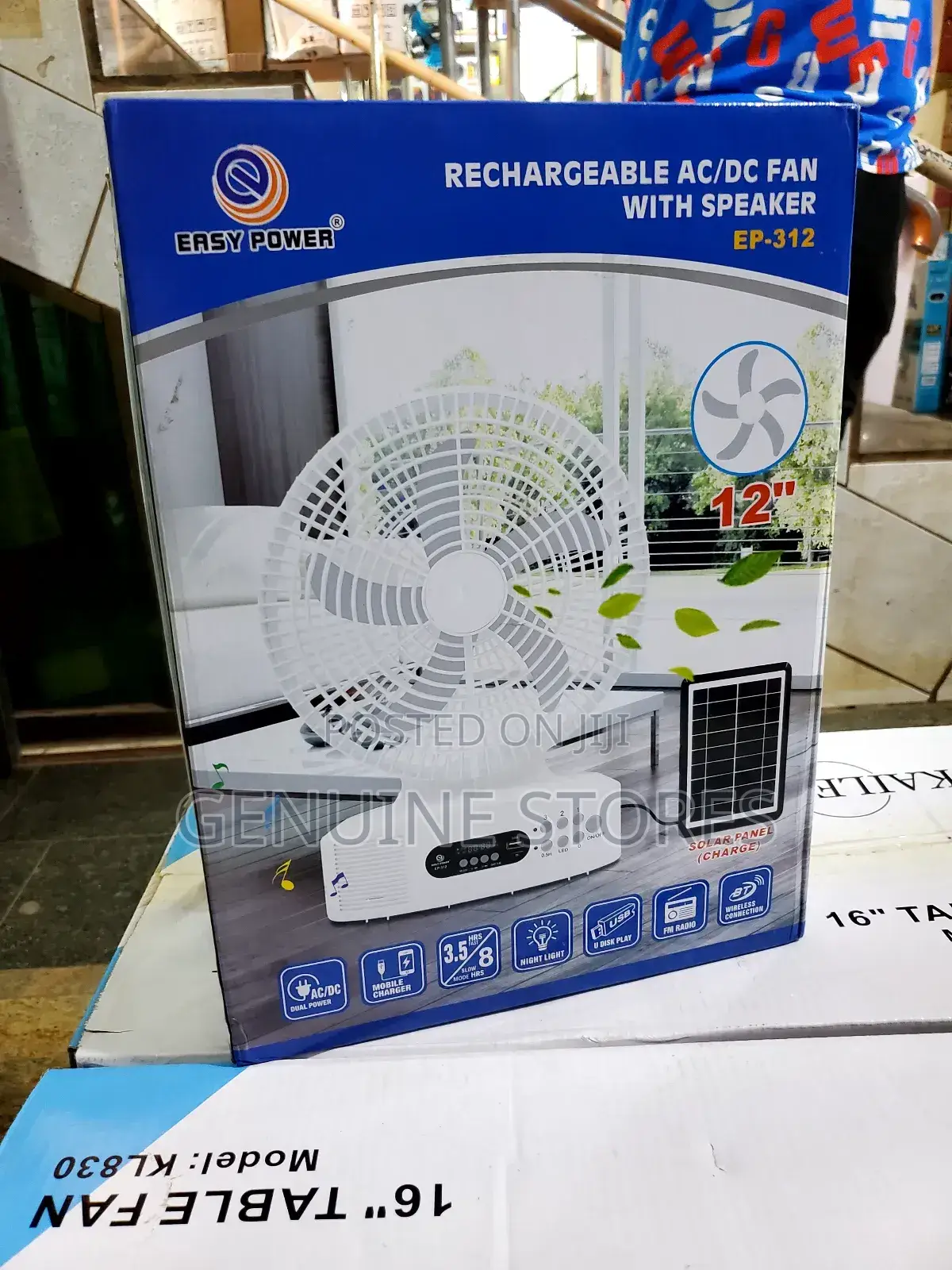 Rechargeable Ac/Dc Fan of 12 Inches Portable With Speaker.