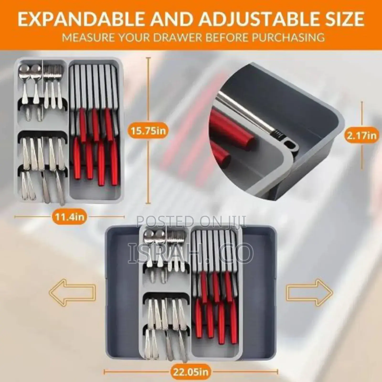 Kitchen Utensil Drawer Organizer 2-Tier Knife Holder,