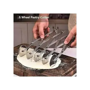 Baking 5 Wheel Pastry Pizza Cutter, Extender Stainless Steel