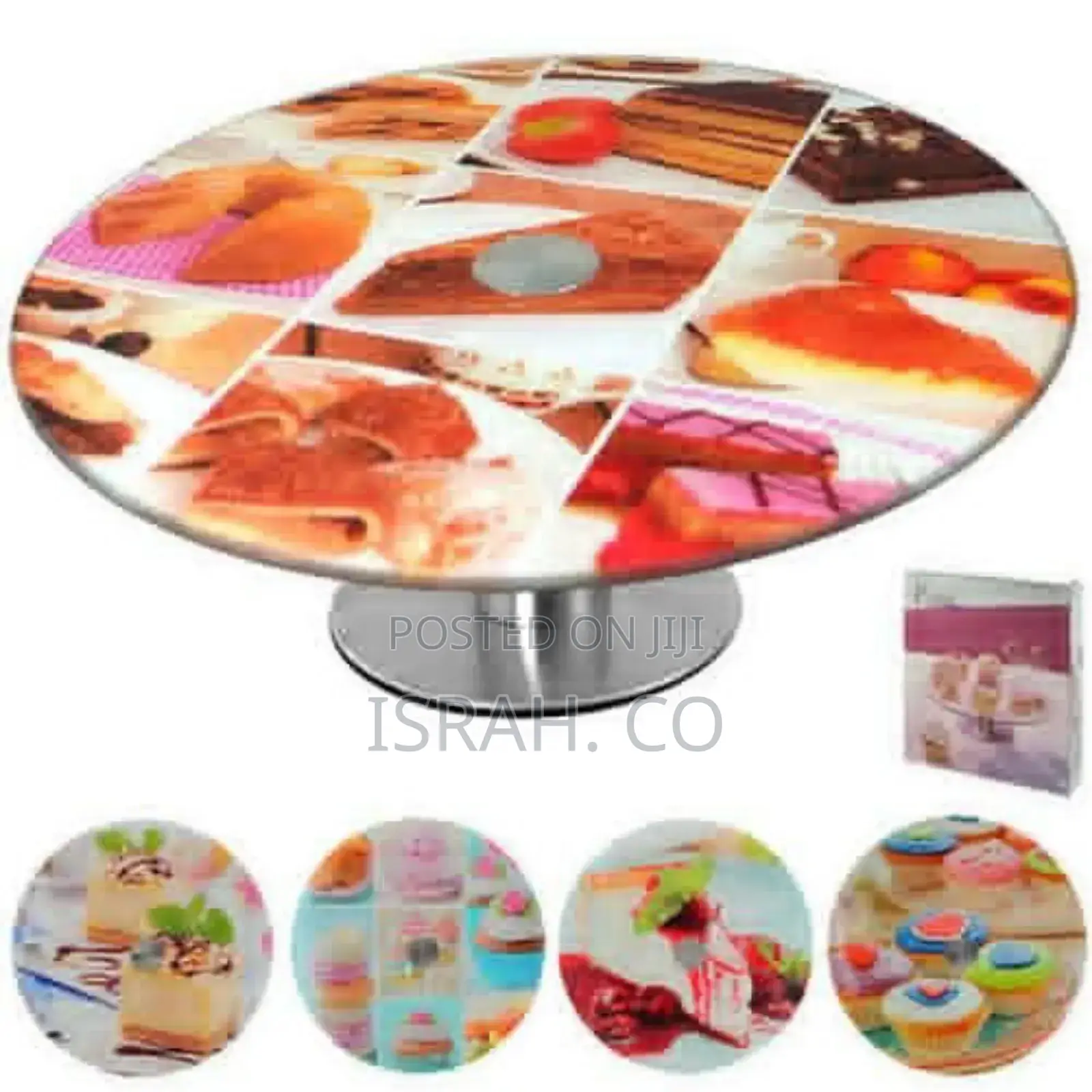 Cake Plate Stand on Foot With Pastry Print Revolving
