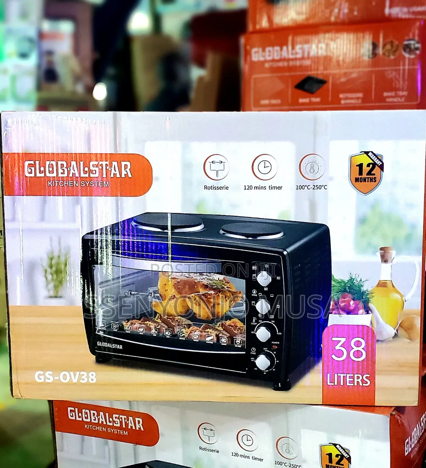 Globalstar Mini Oven 38l With Hotplate Gs-Ov38 - Rotisserie Grilling