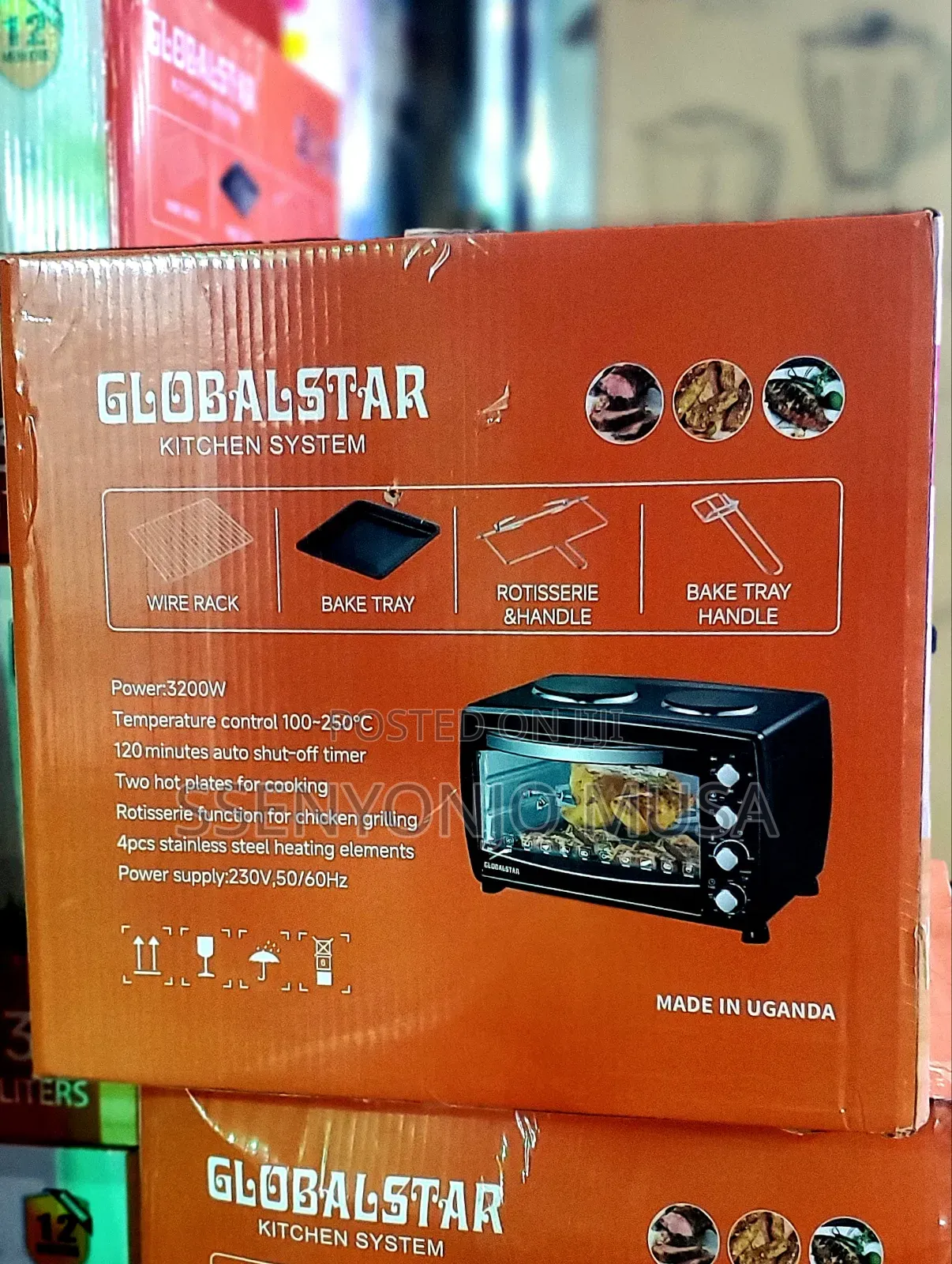Globalstar Mini Oven 38l With Hotplate Gs-Ov38 - Rotisserie Grilling