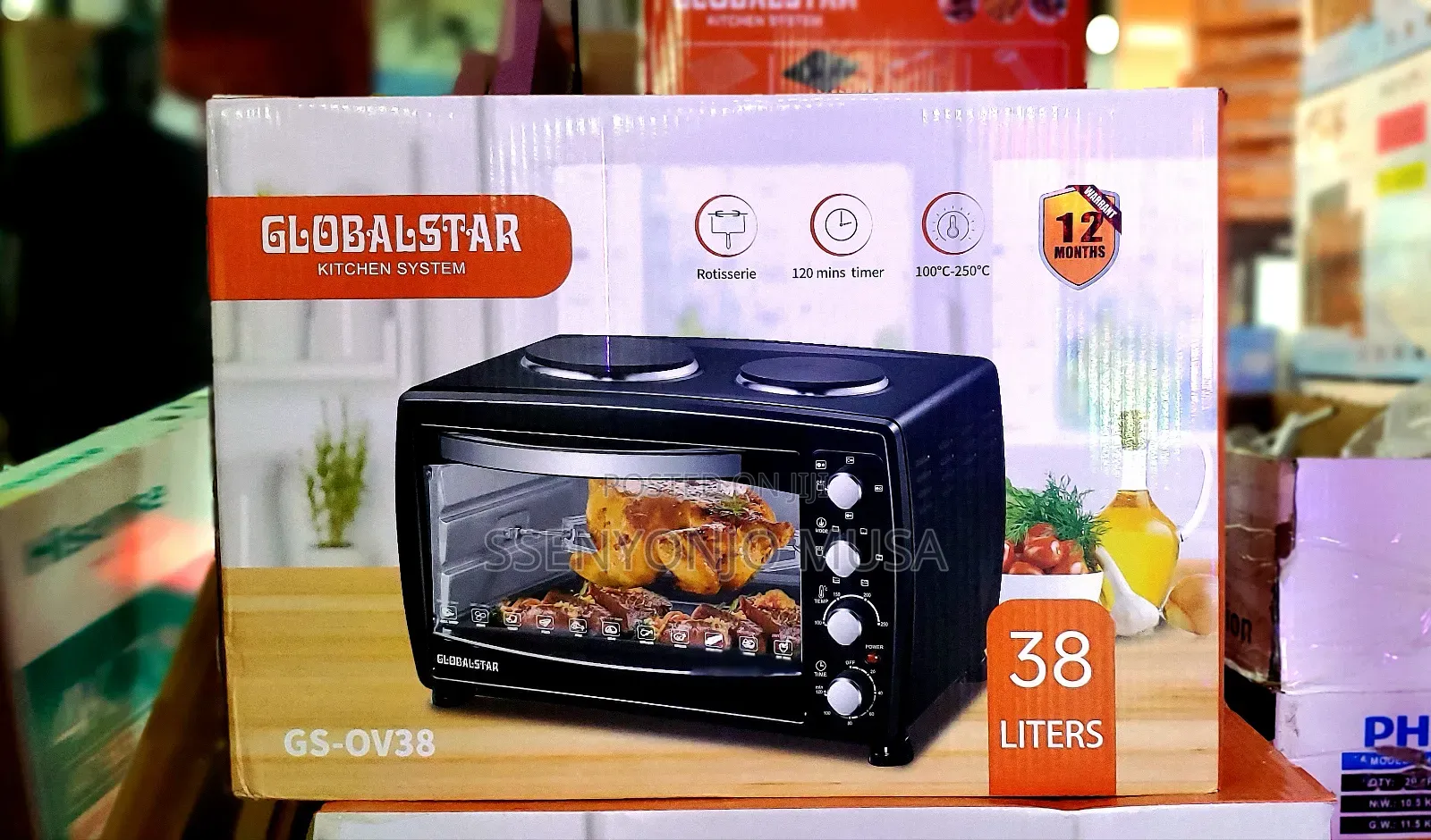 Globalstar Mini Oven 38l With Hotplate Gs-Ov38 - Rotisserie Grilling