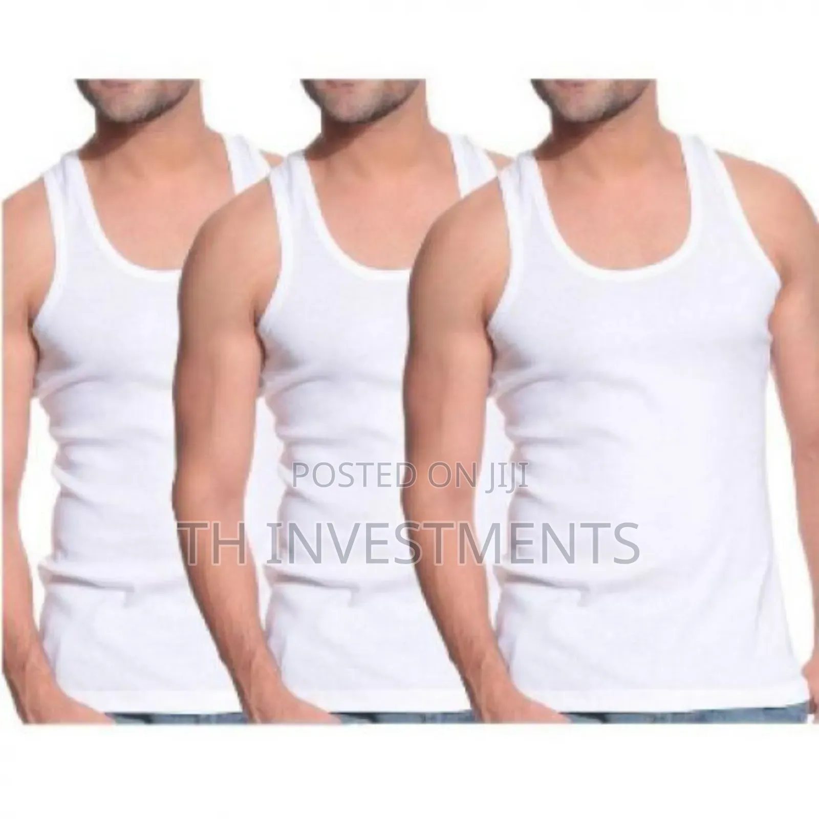 Pack of 3pcs of Cotton Vests Vests Size L -White