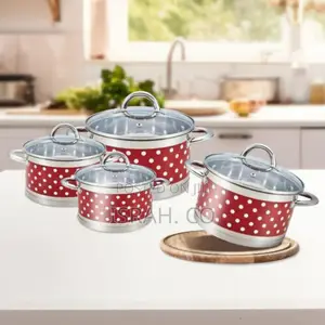 4 Piece of Induction Saucepan With Glass Lid and Handles