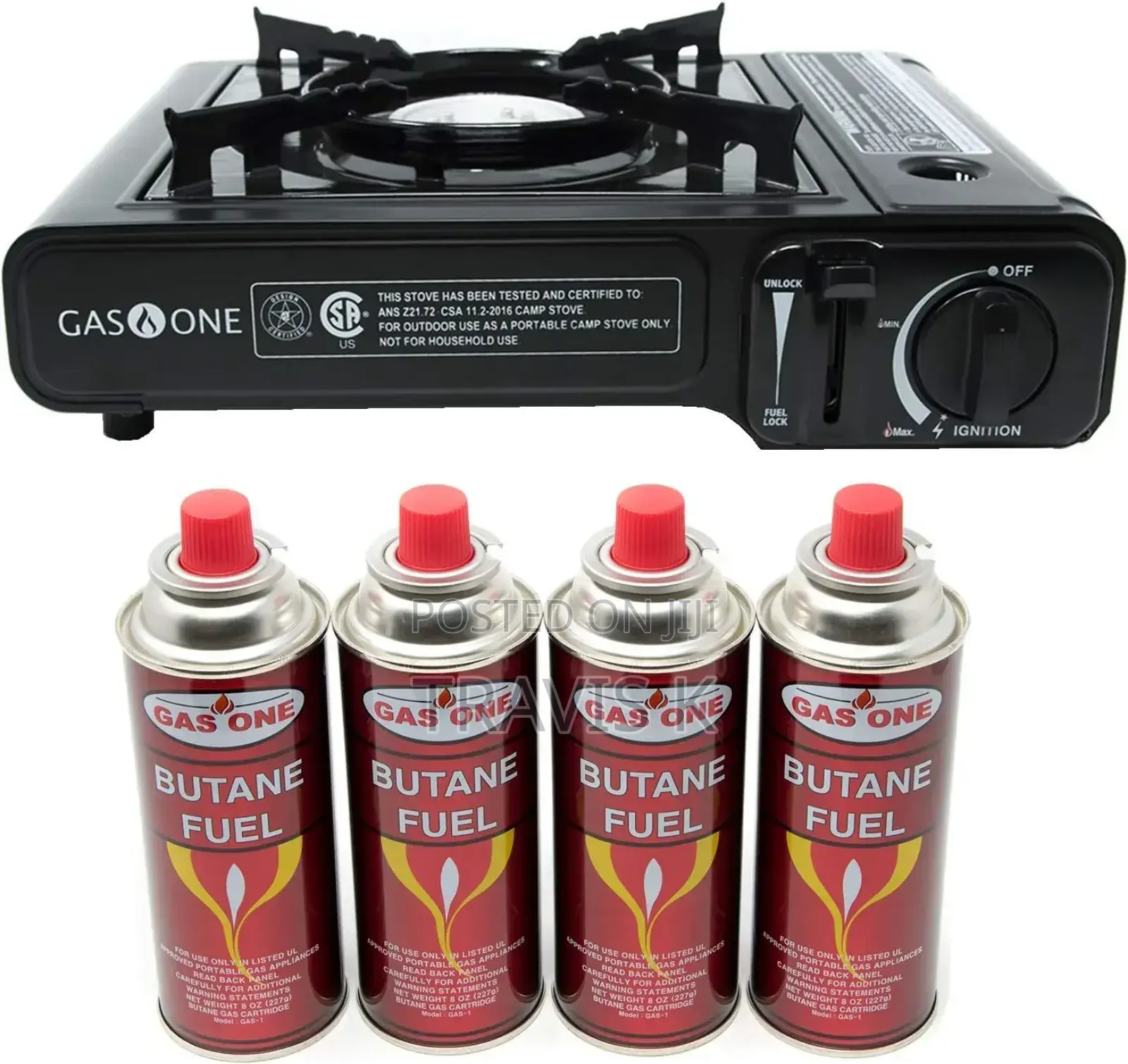 Single Gas Burner With 4 Butane Gas Bottles
