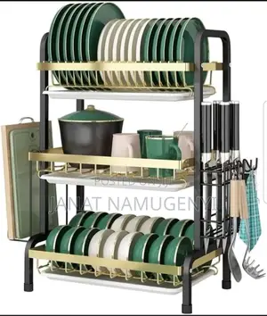 3 Tier Black Gold Coated Drying Rack