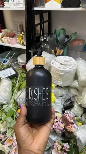 Black Glass Kitchen Soap Dispenser With a Bamboo Pump