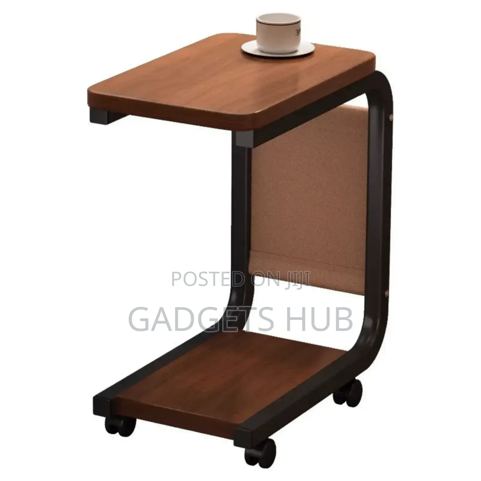 C-Shape Wood Sofa Mobile Side Table Home Office Use