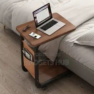 C-Shape Wood Sofa Mobile Side Table Home Office Use