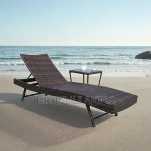 Photo - Beach Sun Lounge and Pool Side Pe Rattan Adjustable Chair