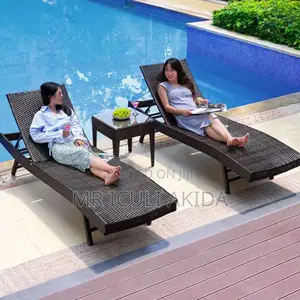 Beach Sun Lounge and Pool Side Pe Rattan Adjustable Chair