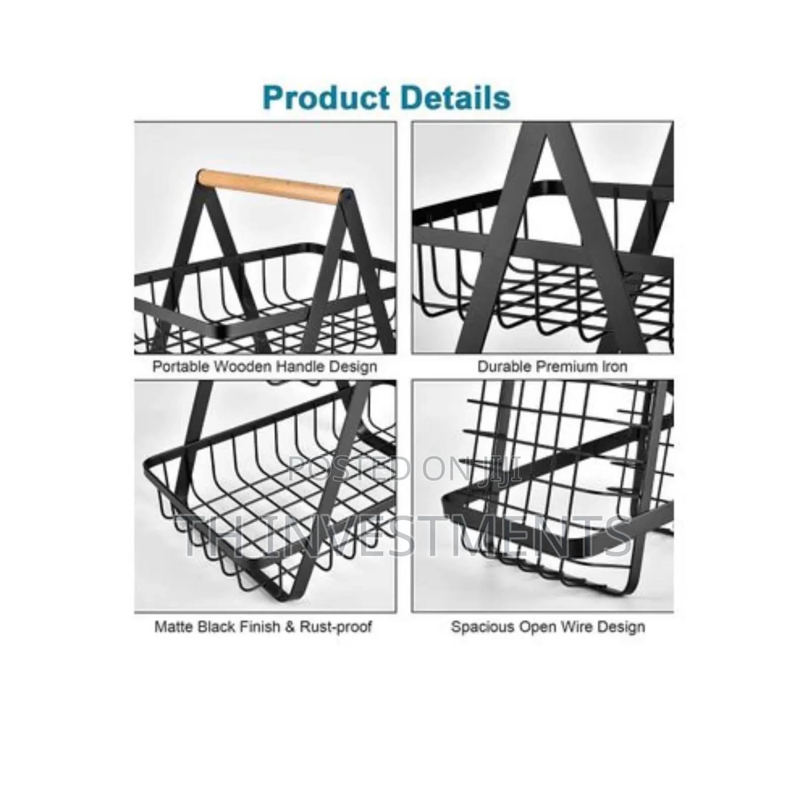 3-tier Countertop Metal Fruit Basket, Fruit Bowl