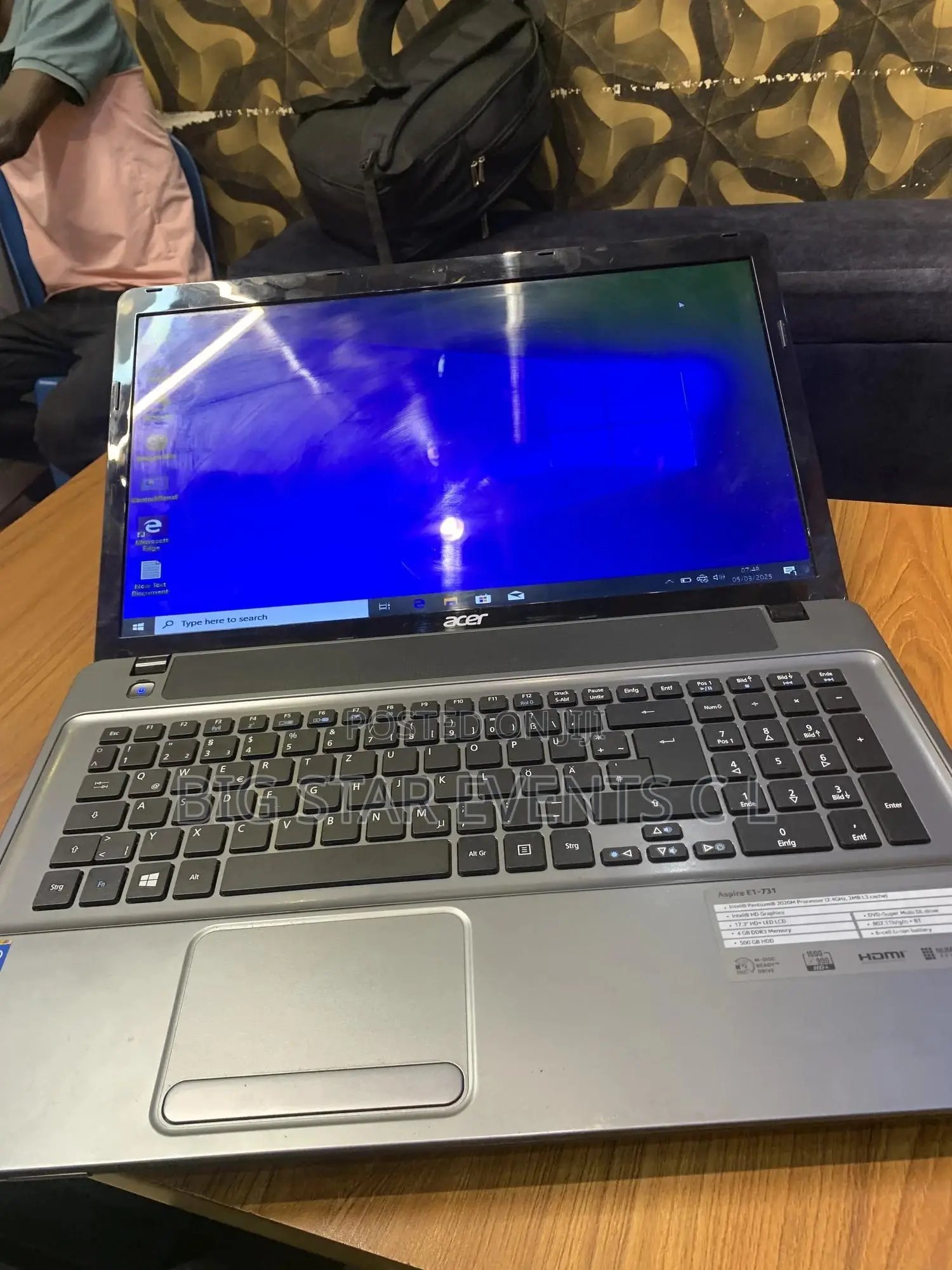 Laptop Acer Aspire E1-731 4GB Intel Pentium HDD 500GB