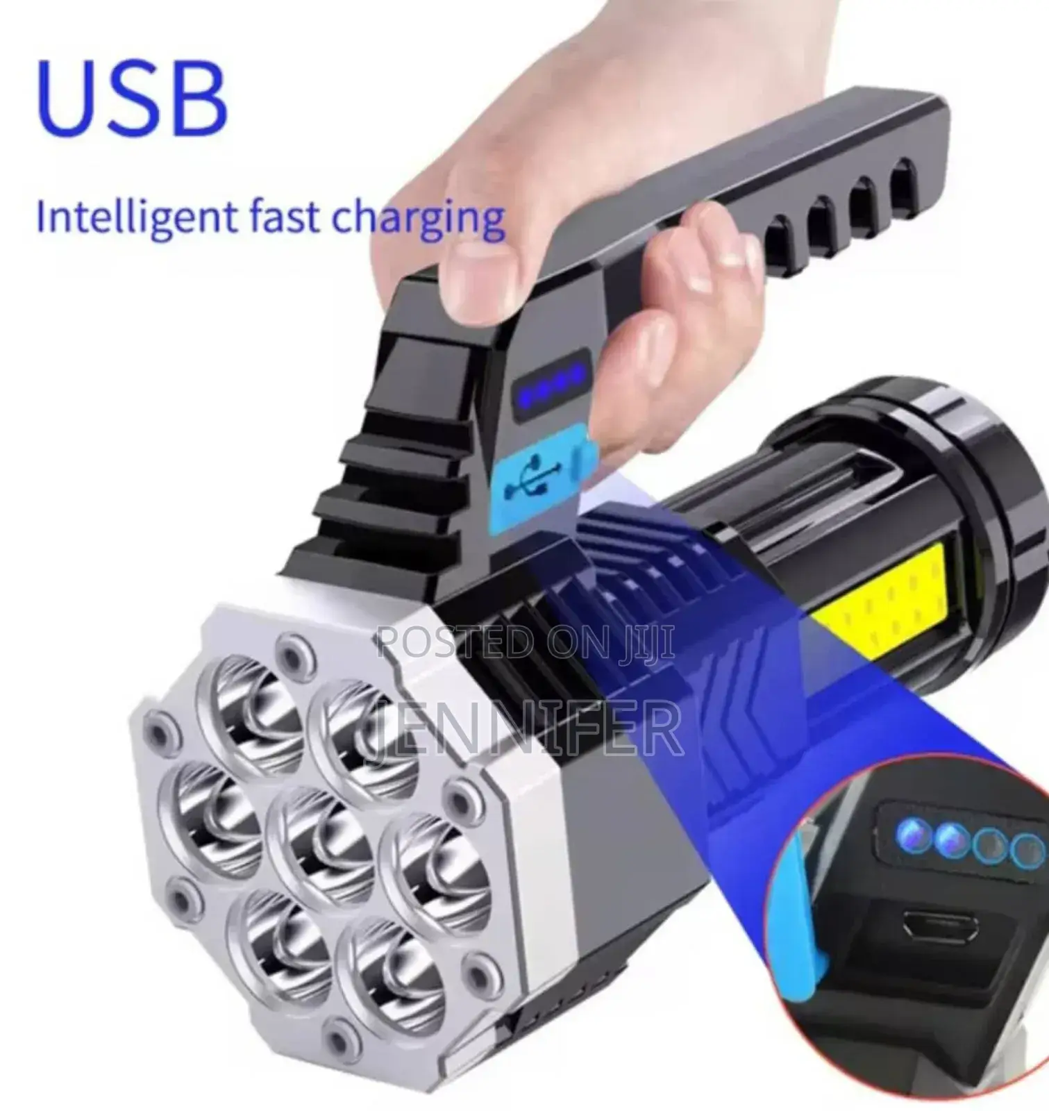 Usb Rechargeable Flashlight Cob Side Light Torch