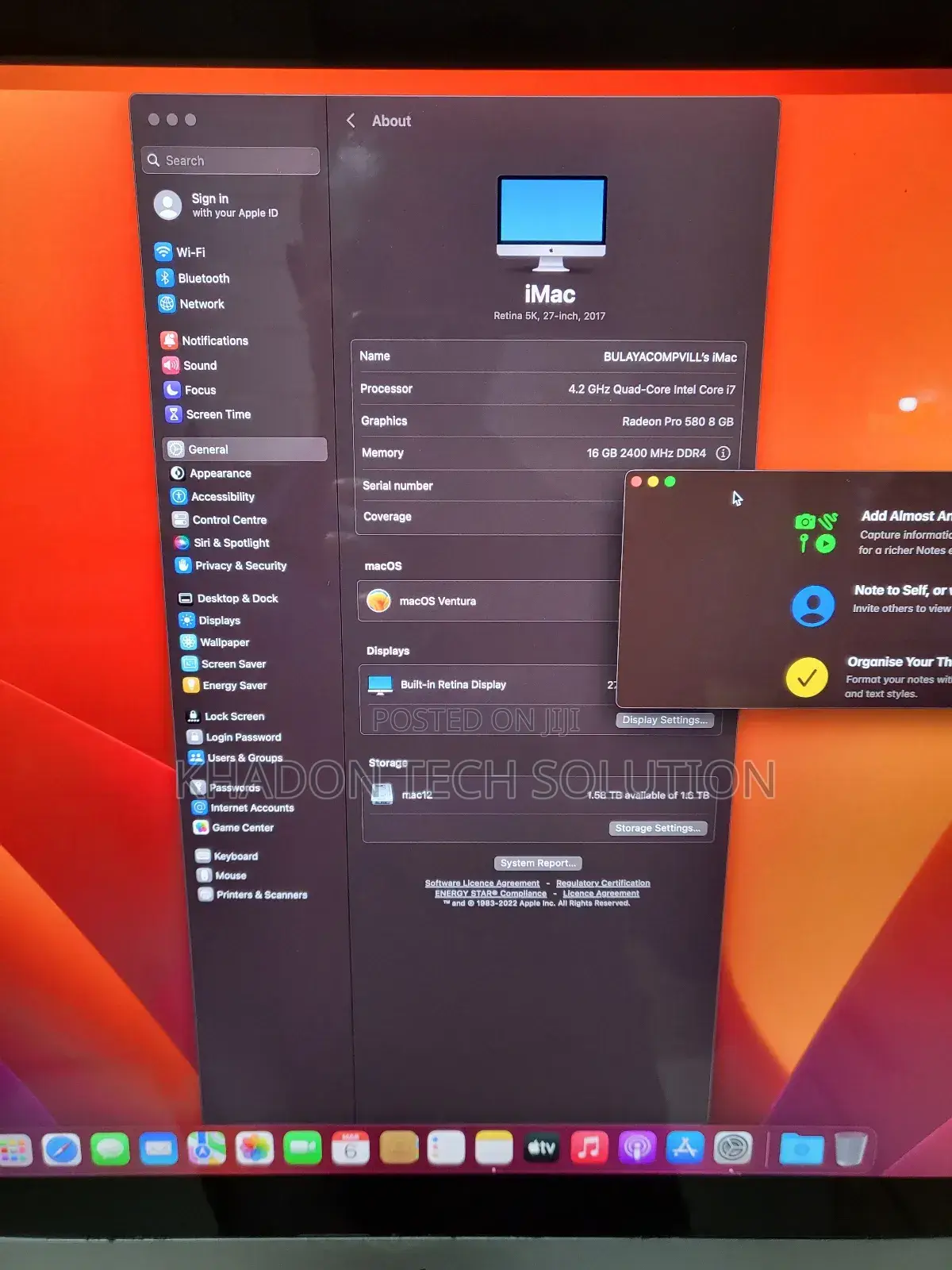 Desktop Computer Apple iMac 16GB Intel Core I7 SSD 1.5T