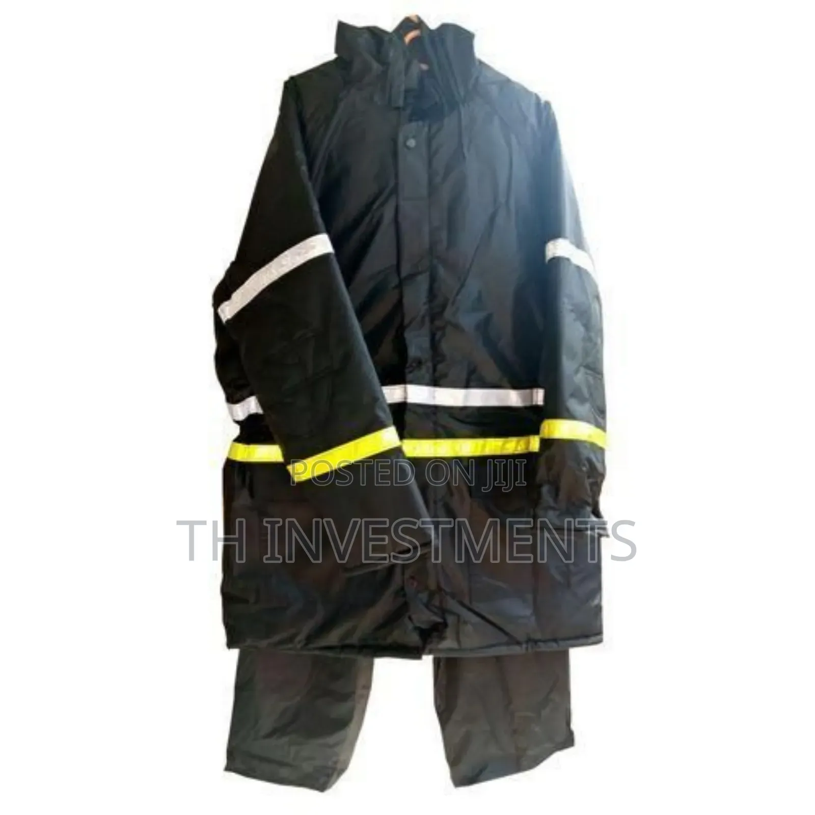 Rain Or Riding Coat With Reflector A Trouser - Black