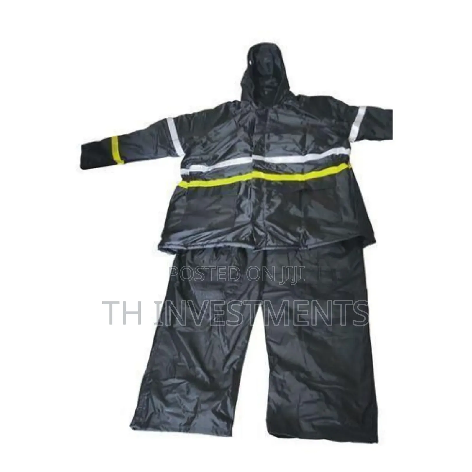 Rain Or Riding Coat With Reflector A Trouser - Black