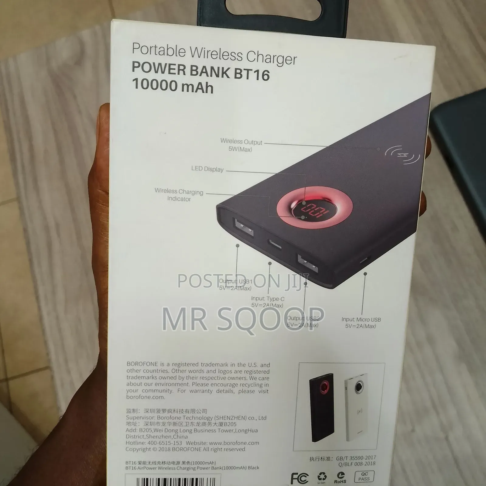 Borofone 10000mah Portable Wireless Charger Power Bank