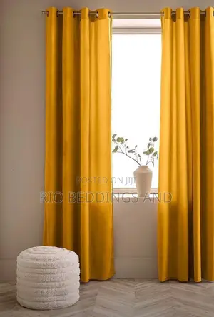 Plain Curtains and White Net With Three Meters