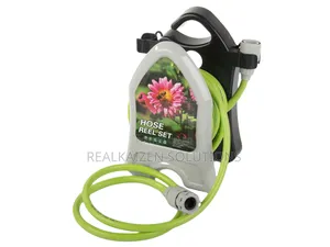 Garden Watering Hose Pipe on Stand With Coiled Spray Gun 10m