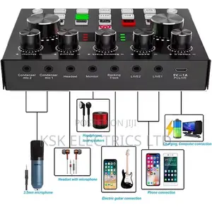 Professional V8s Audio Mixer Usb External Sound Card Mobile