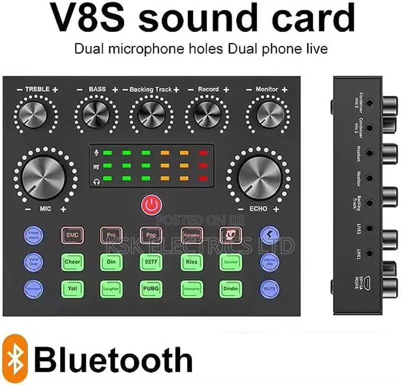 Professional V8s Audio Mixer Usb External Sound Card Mobile