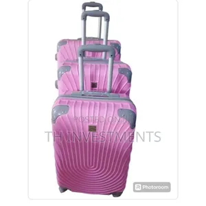 4-Wheeler Plastic Travel Suitcase Bag 3pcs Set - Pink