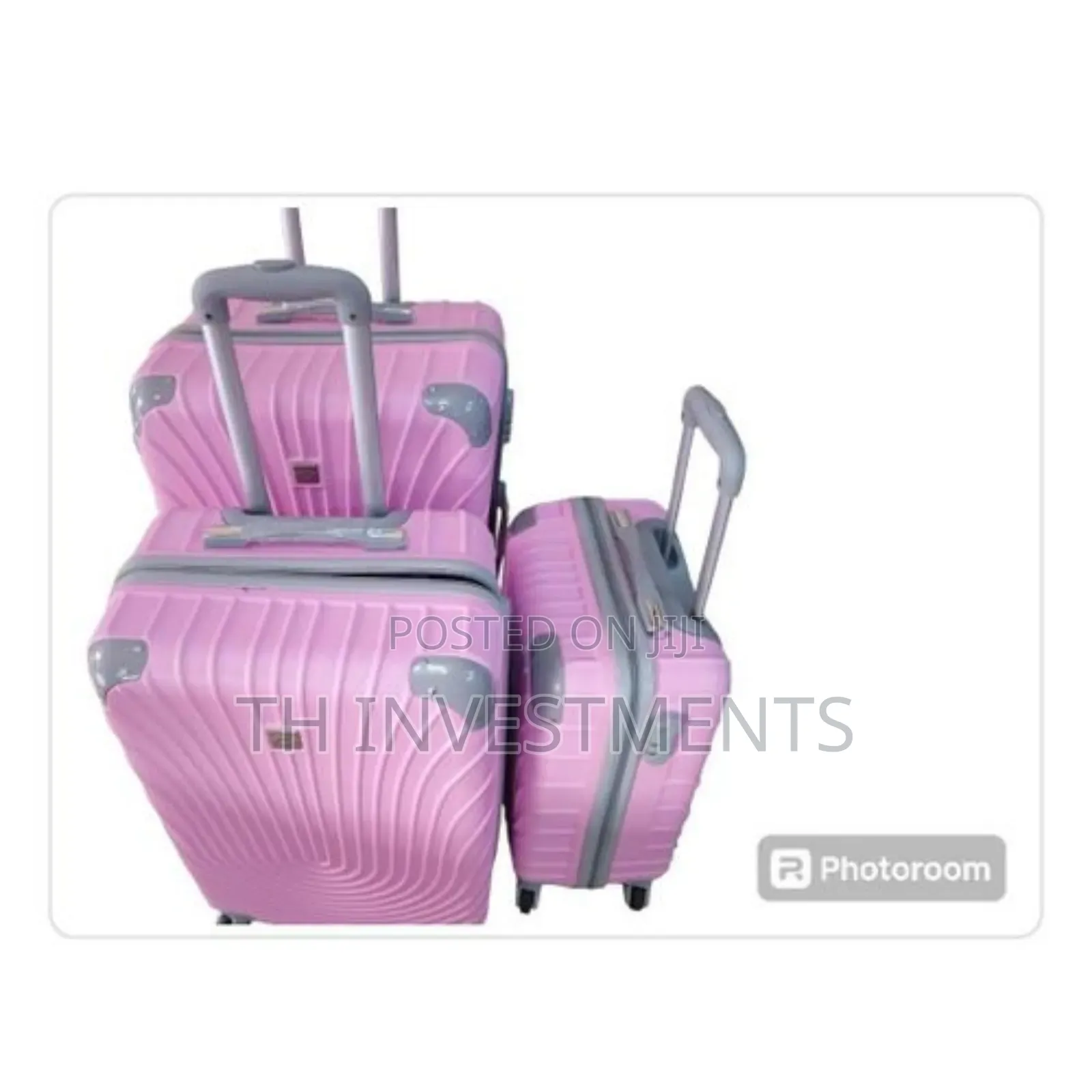 4-Wheeler Plastic Travel Suitcase Bag 3pcs Set - Pink
