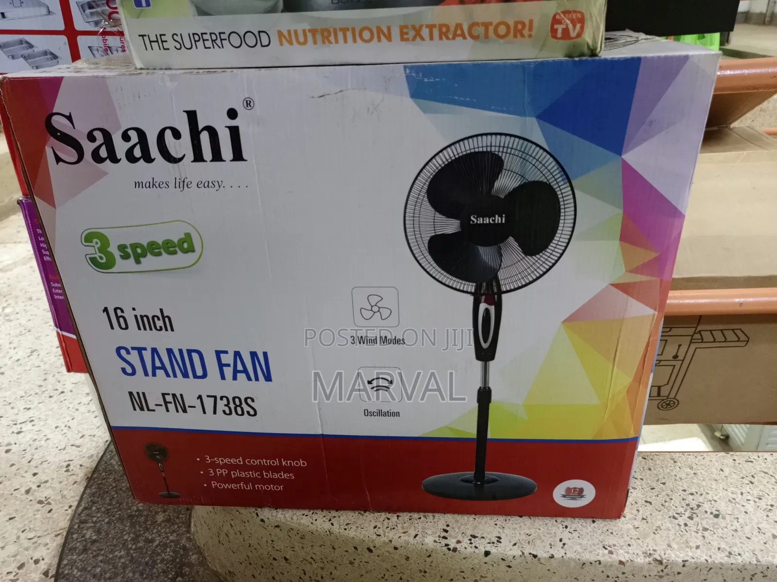 Saachi 16 Inch Stand Fans With a Powerful Motor Adjustable