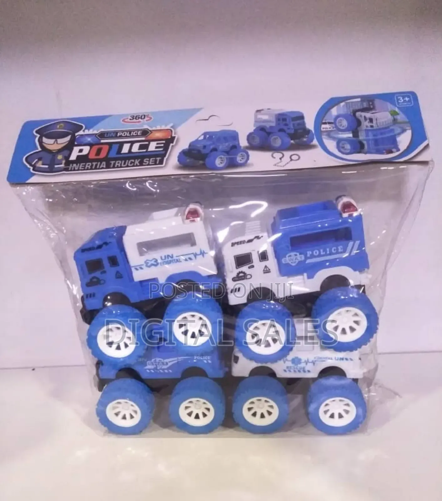 Police Inertia Truck Set of Four Blue