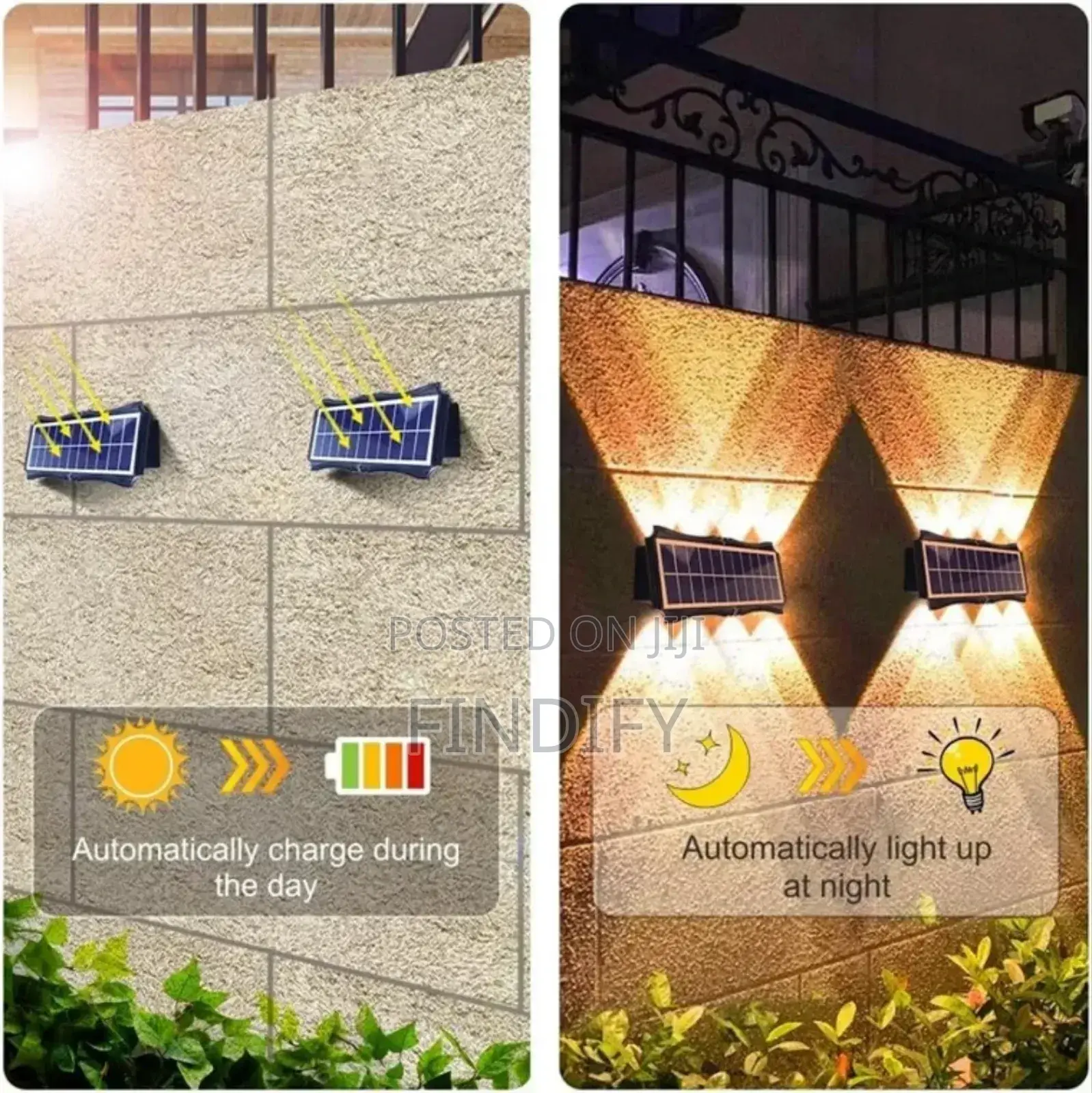 Led Solar Wall Light Decor With Abs Body Ip54