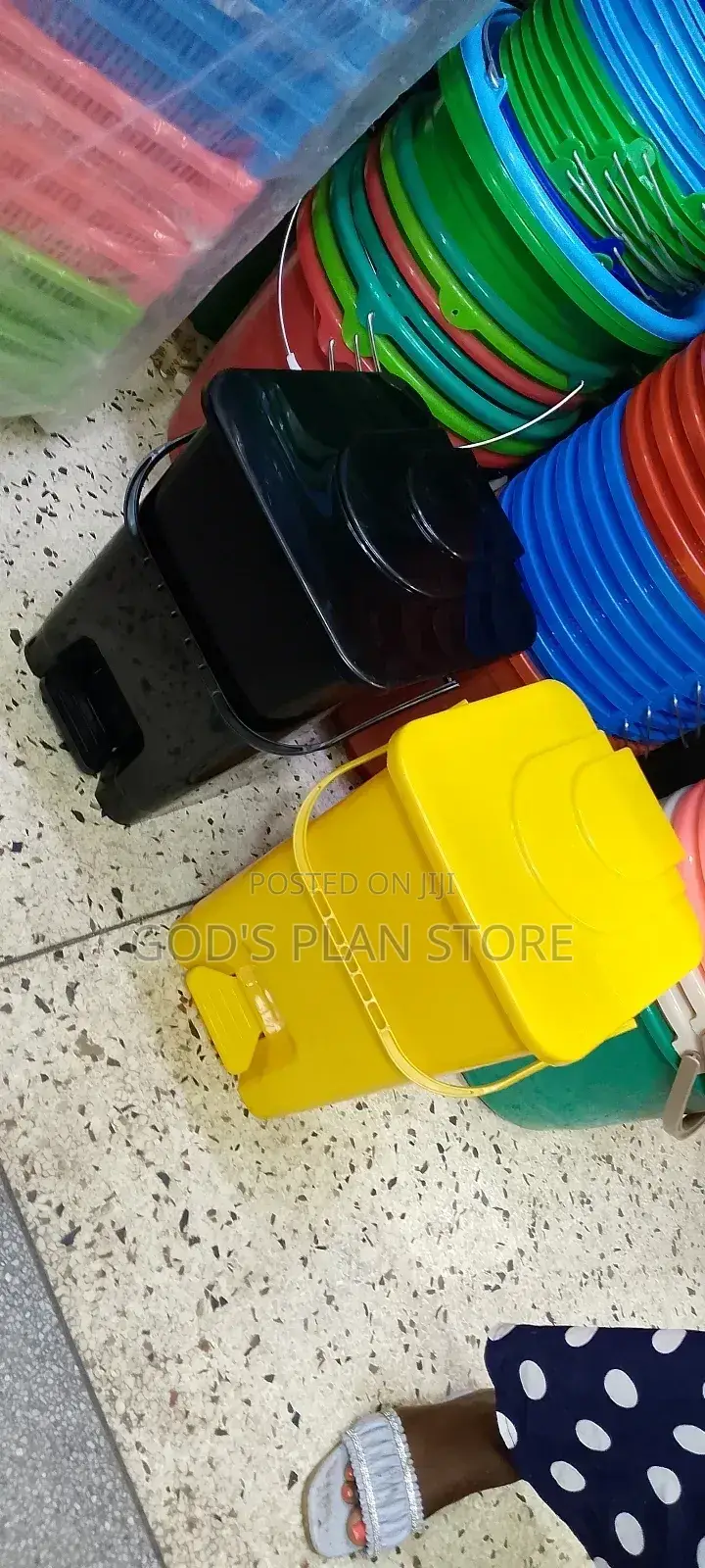 Yellow and Black Plastic Dust Bin