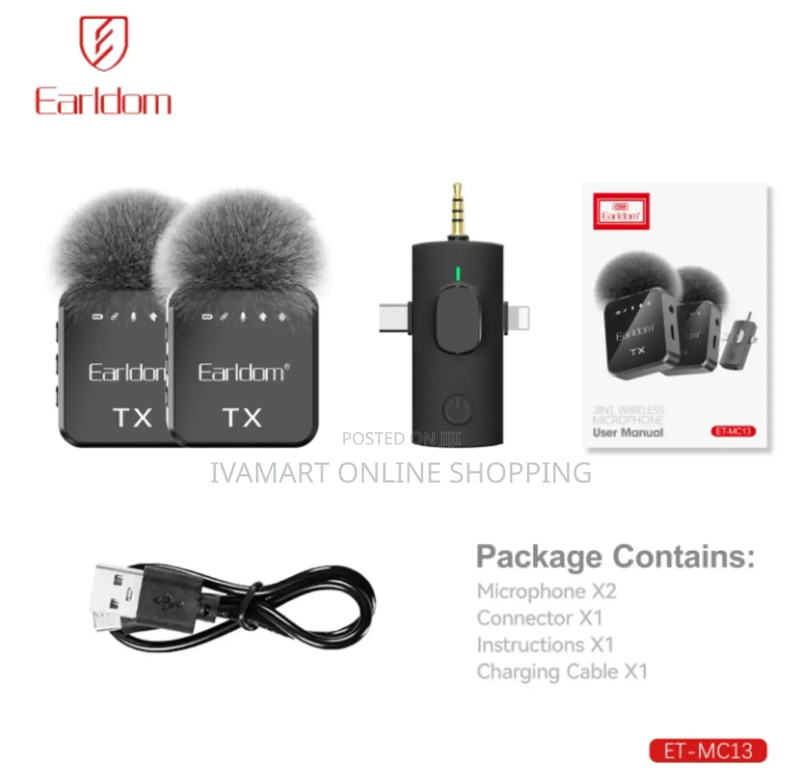 Earldom 3 in 1 Microphone for Mobile Phones - Plug and Play