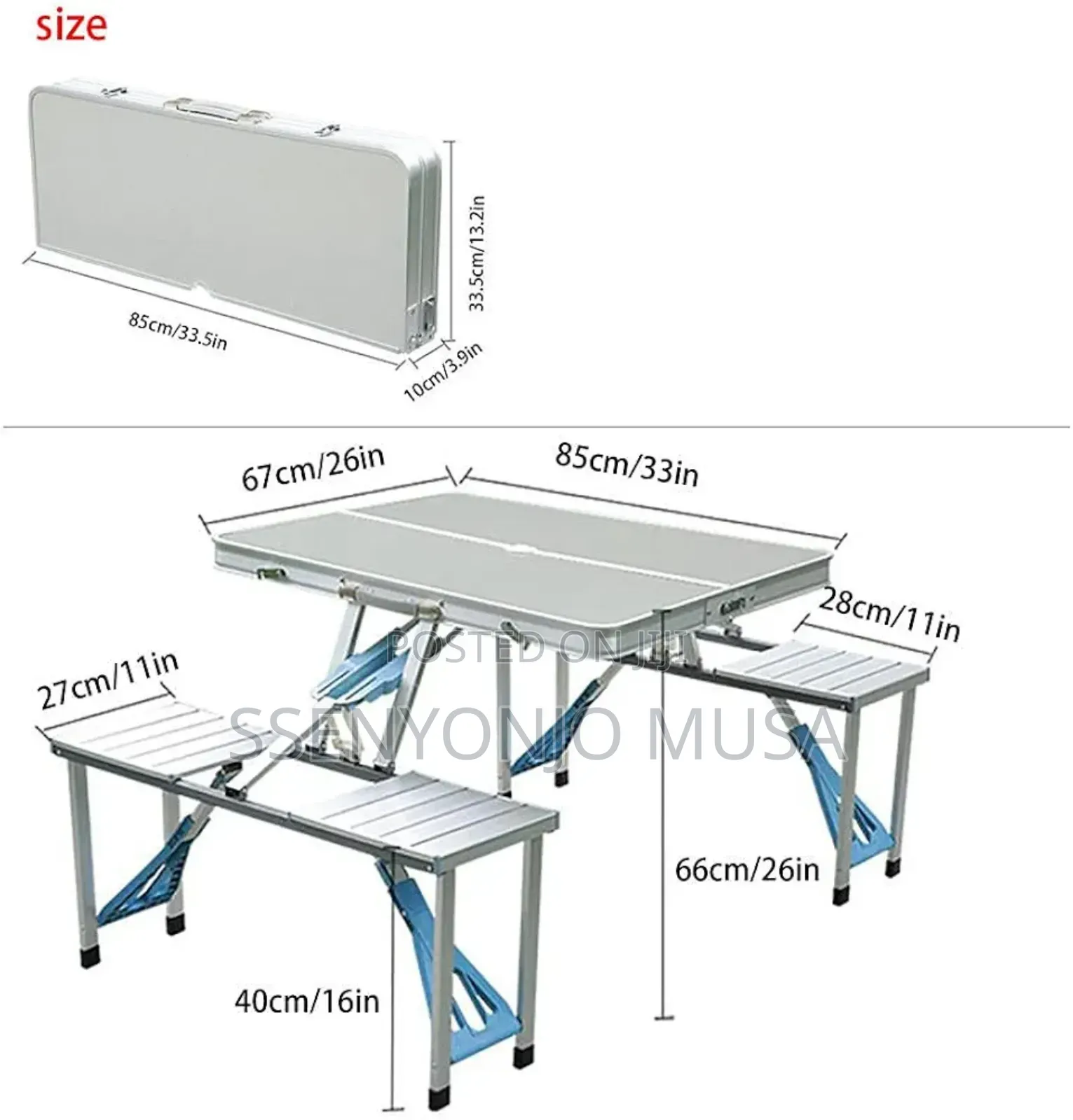 Portable Folding Picnic Table Chair Set Heavy-Duty Outdoor Camping