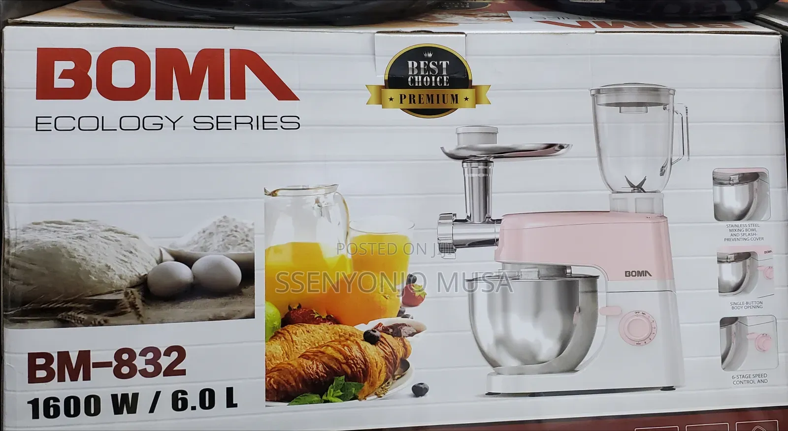 Boma 6litre 5-in-1 Stand Mixer - Multifunctional Electric-
