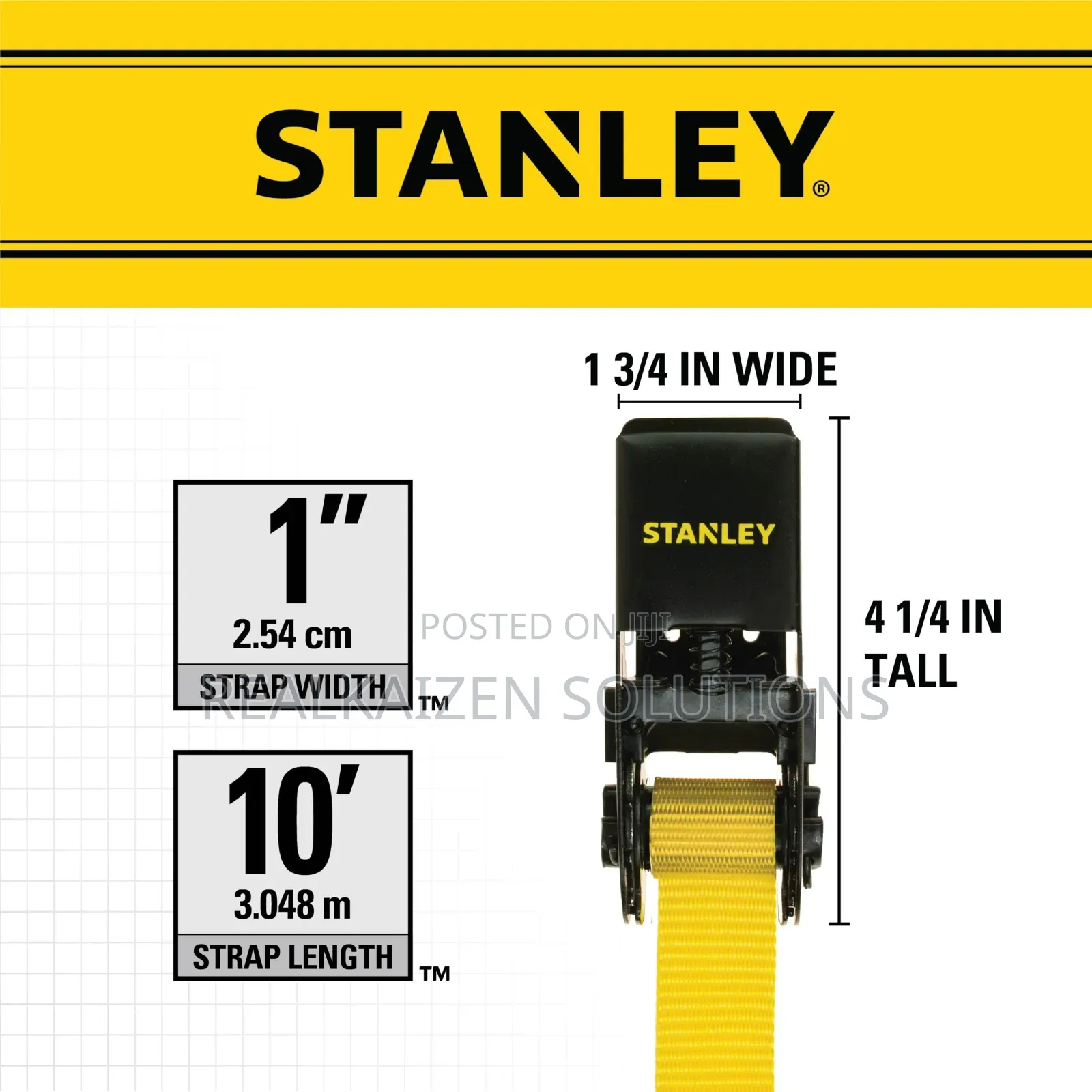 Uk Stanley Cargo Ratchet Tie Down 3meters Strap 2pc