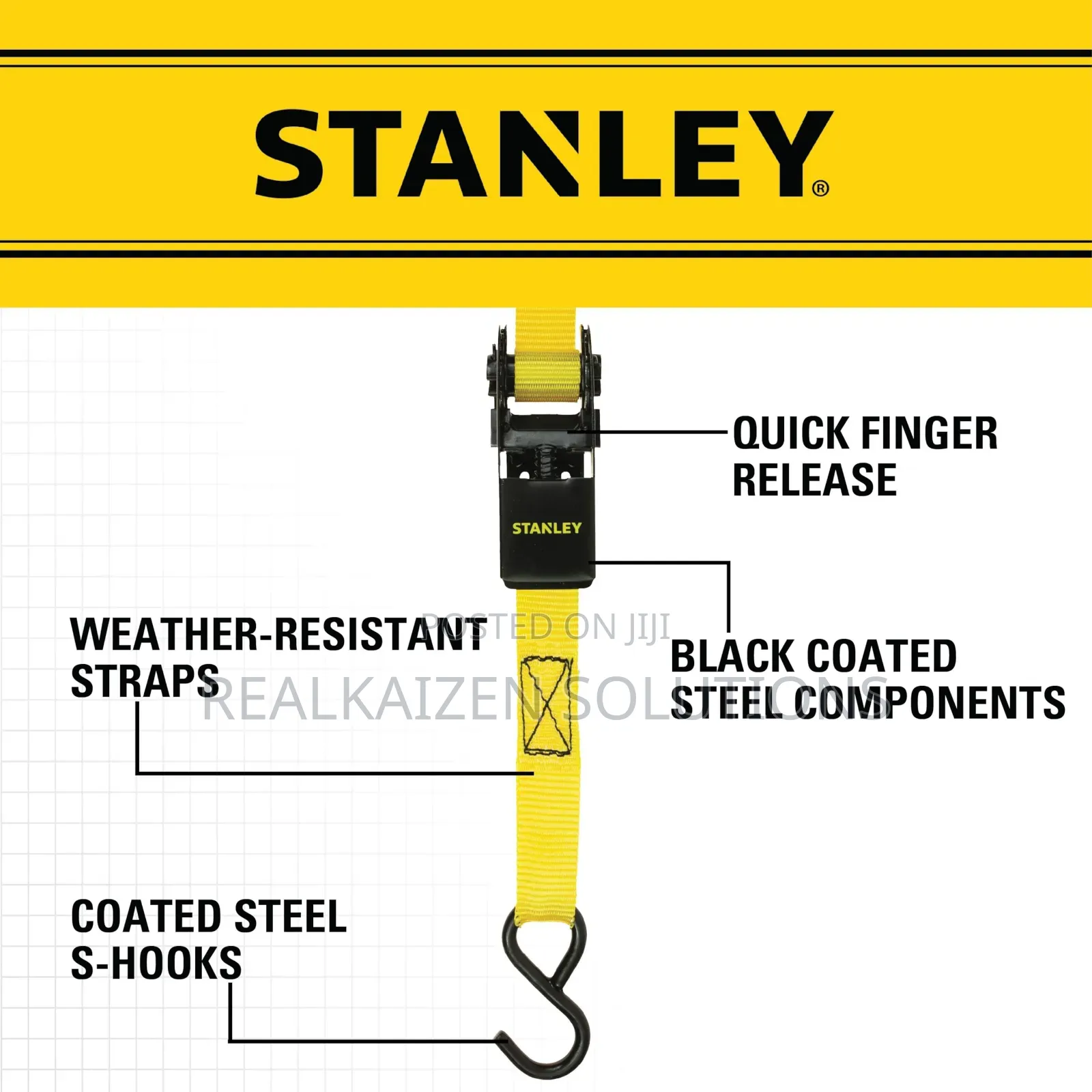 Uk Stanley Cargo Ratchet Tie Down 3meters Strap 2pc