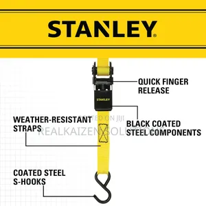 Uk Stanley Cargo Ratchet Tie Down 3meters Strap 2pc