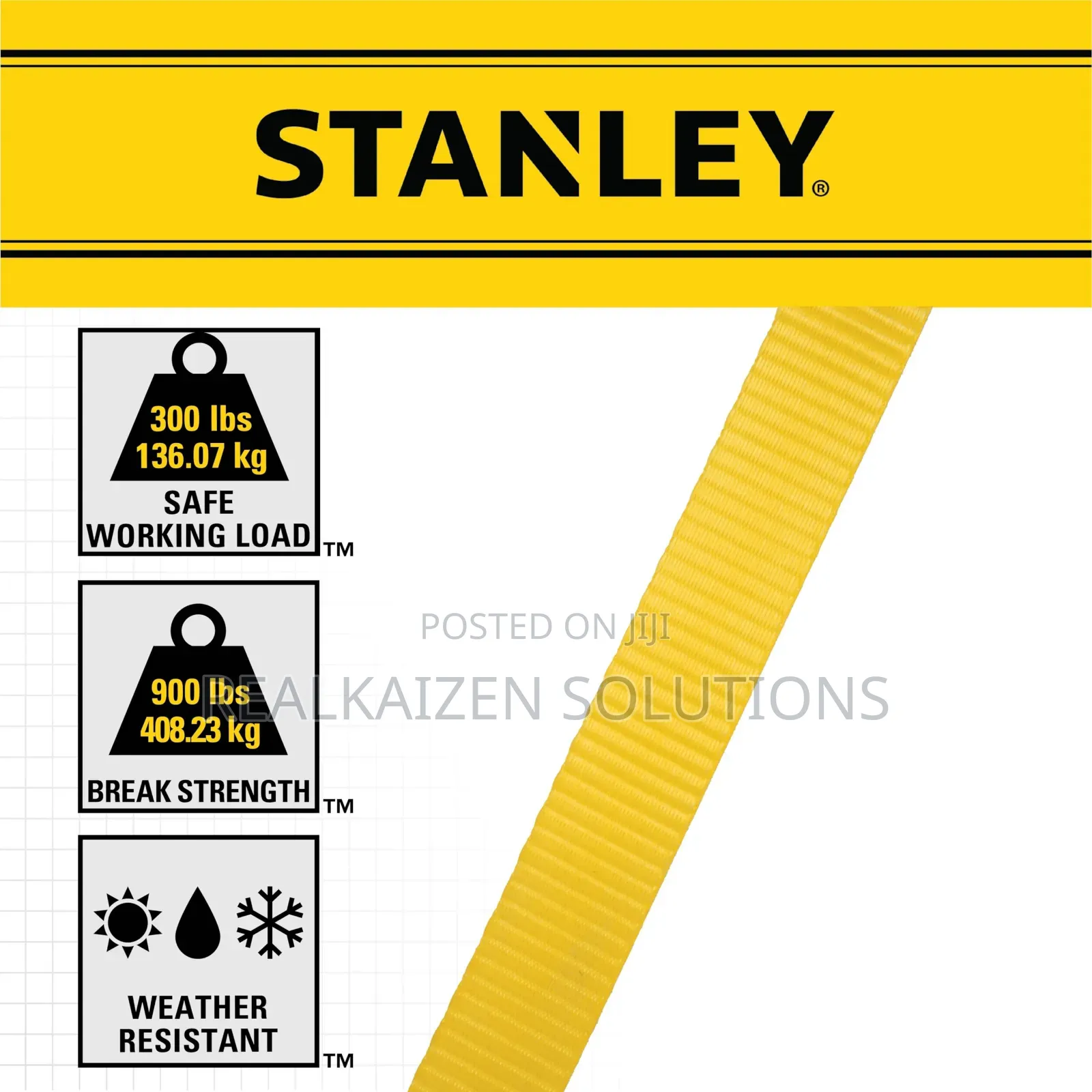 Uk Stanley Cargo Ratchet Tie Down 3meters Strap 2pc