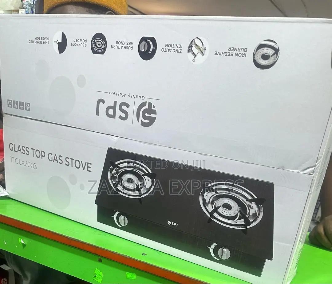 SPJ Double Gas Stove With Glass Top