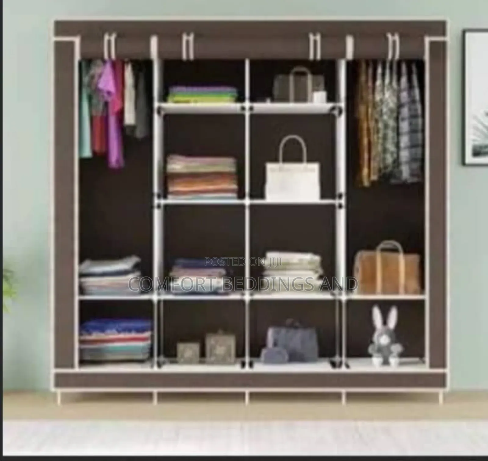 Four Column Metallic Closet Brown