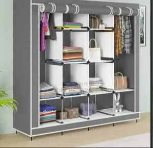 Four Column Metallic Closet Gray