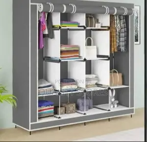 Four Column Metallic Closet Gray