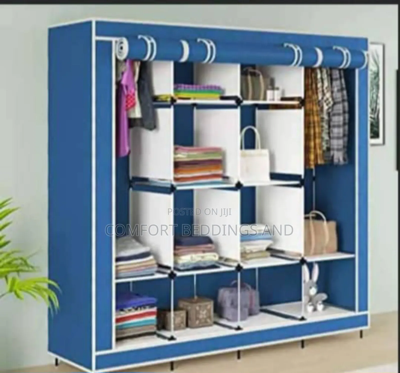Four Column Metallic Closet Blue