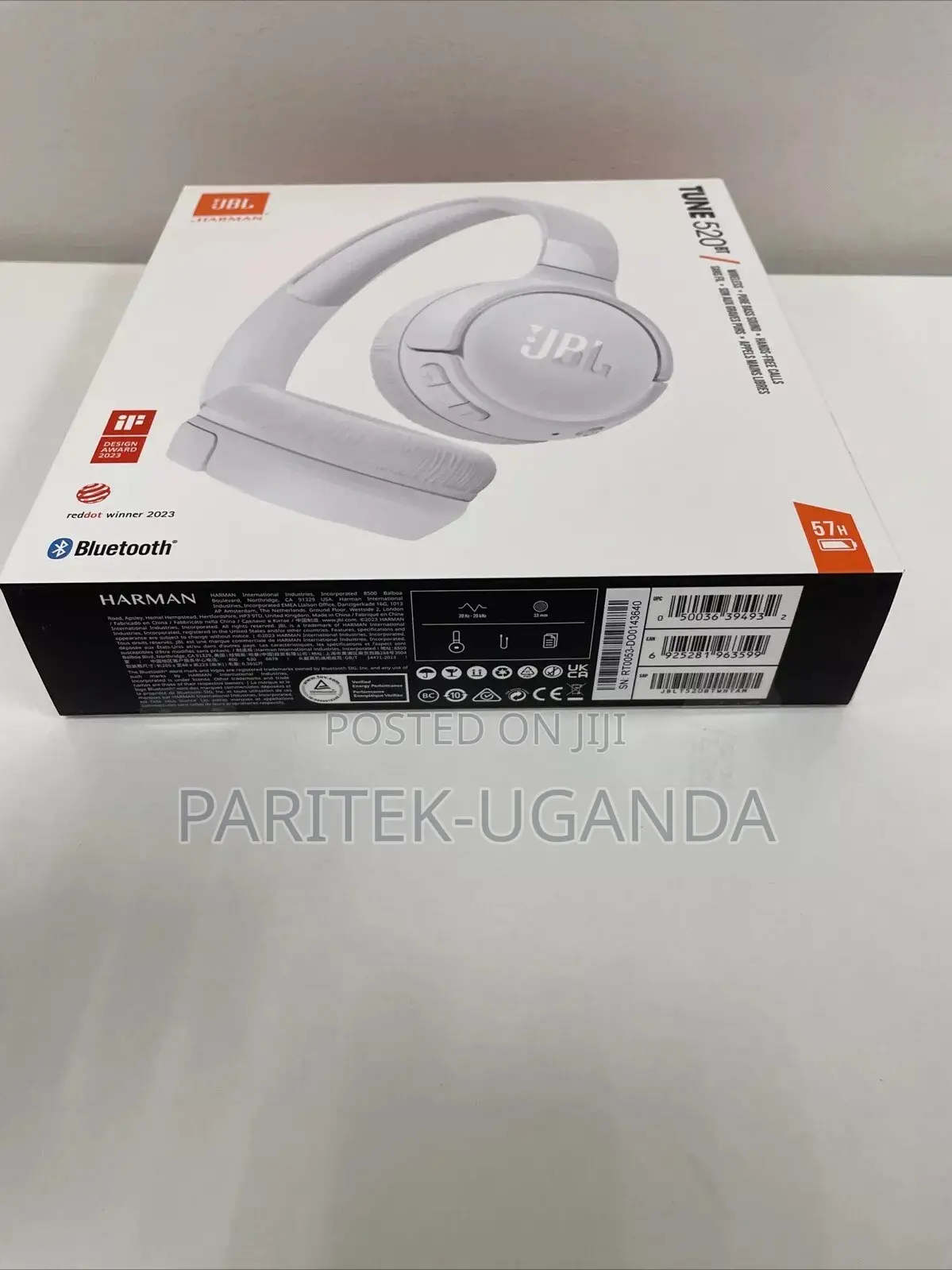 JBL Tune 520bt Wireless Bluetooth on-Ear Headphones - White