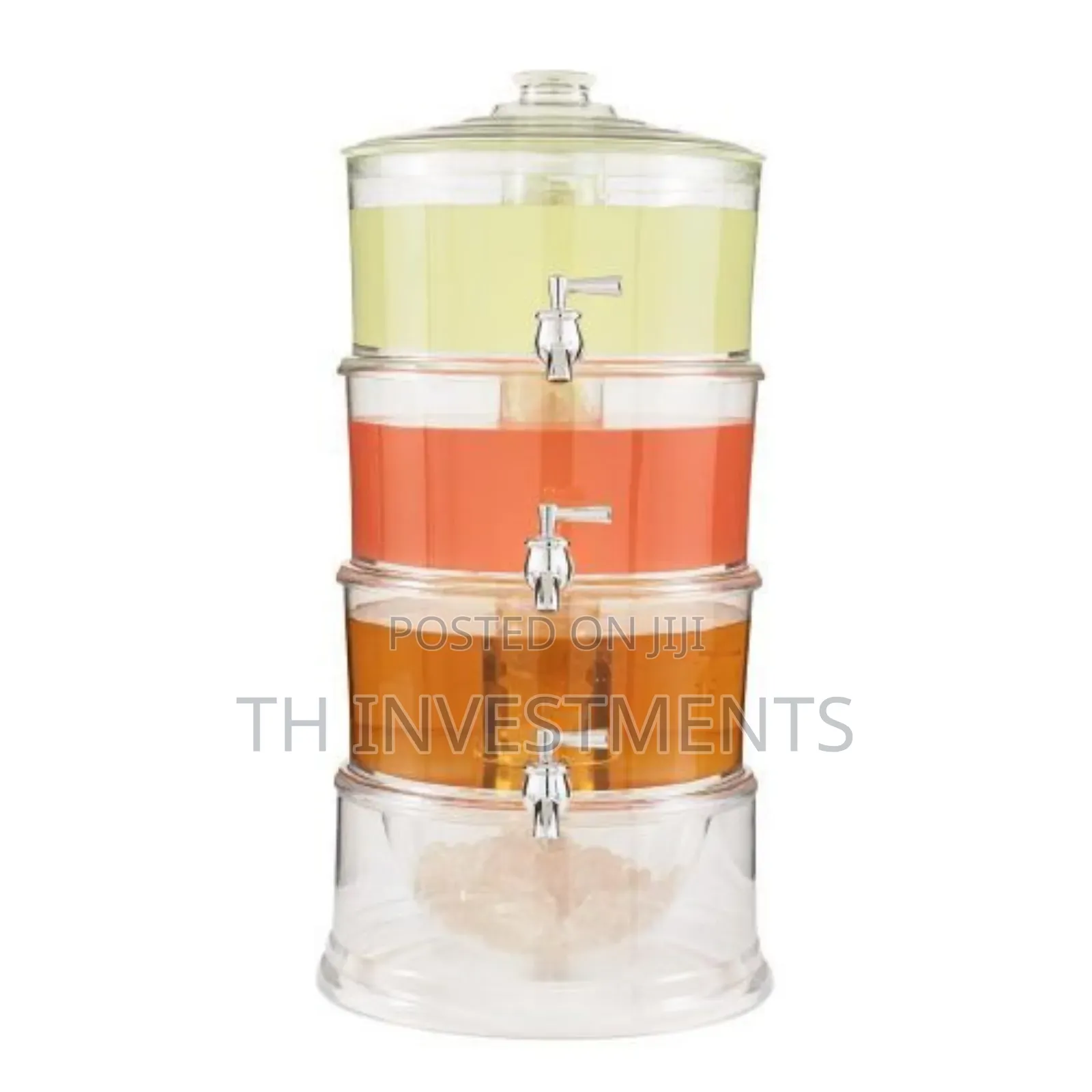 Acrylic 3-Tier Water, Juice Drink Dispenser With Ice Chamber
