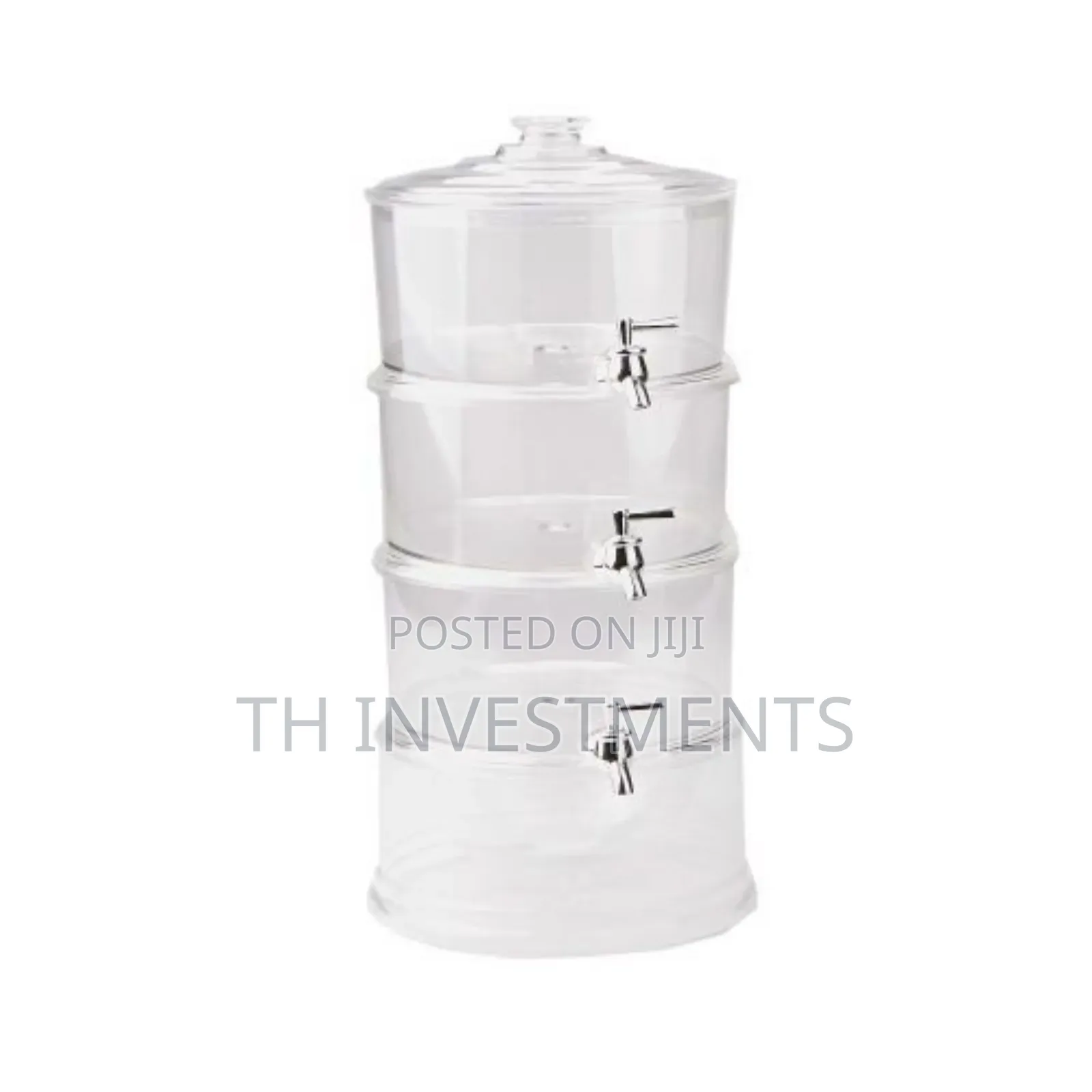 Acrylic 3-Tier Water, Juice Drink Dispenser With Ice Chamber