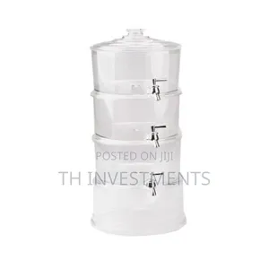 Acrylic 3-Tier Water, Juice Drink Dispenser With Ice Chamber