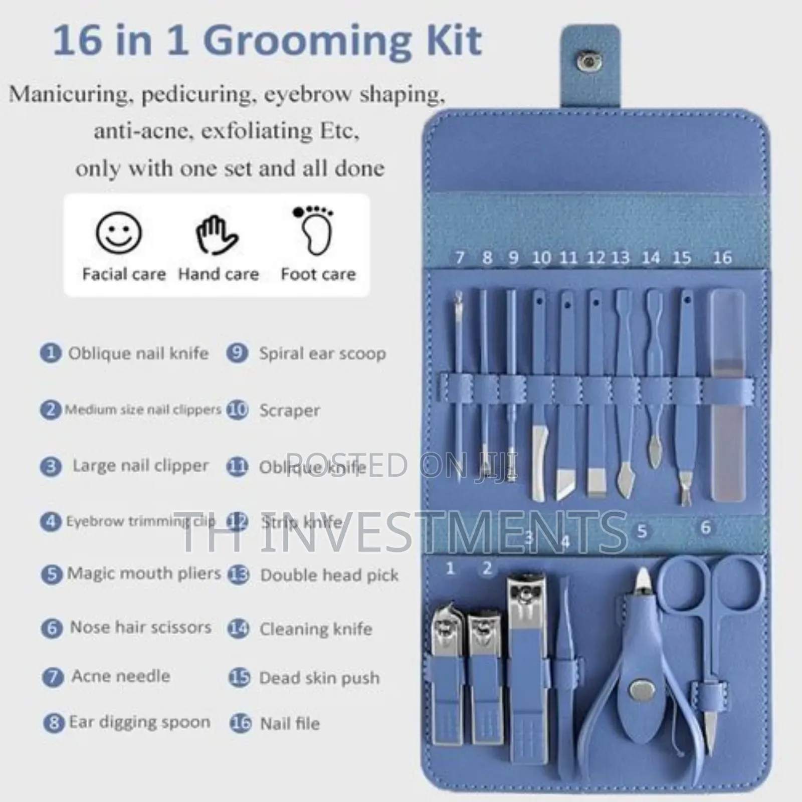 16pcs Manicure Set Nail Clippers Pedicure Kit Cutter Tweezer